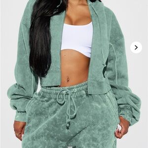 Fashion Nova Green Tracksuit Set